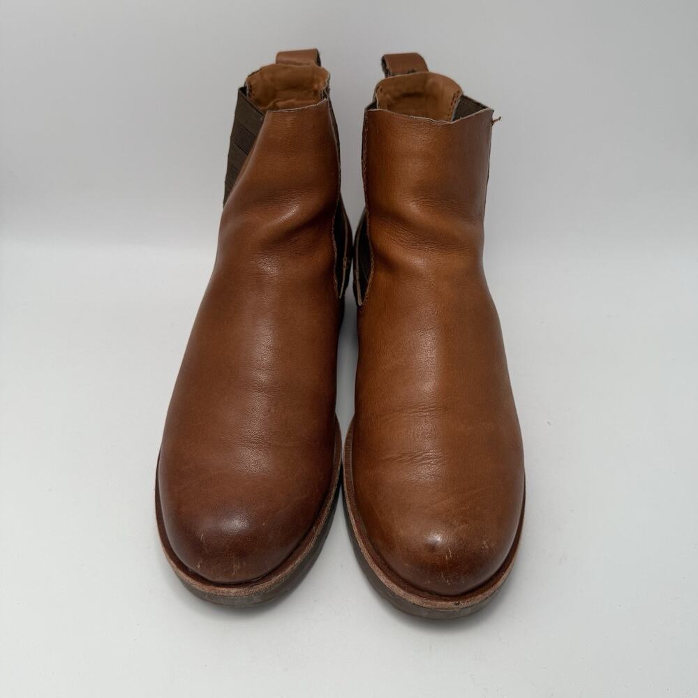 Kork-Ease Bristol Stacked Heel Boots Brown Leather Size 7.5 Pull On Tab - Picture 5 of 9